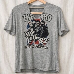 THE WHO Modern Graphic Cutout Choker Band Tee
Gray Rock Tee Festival Style